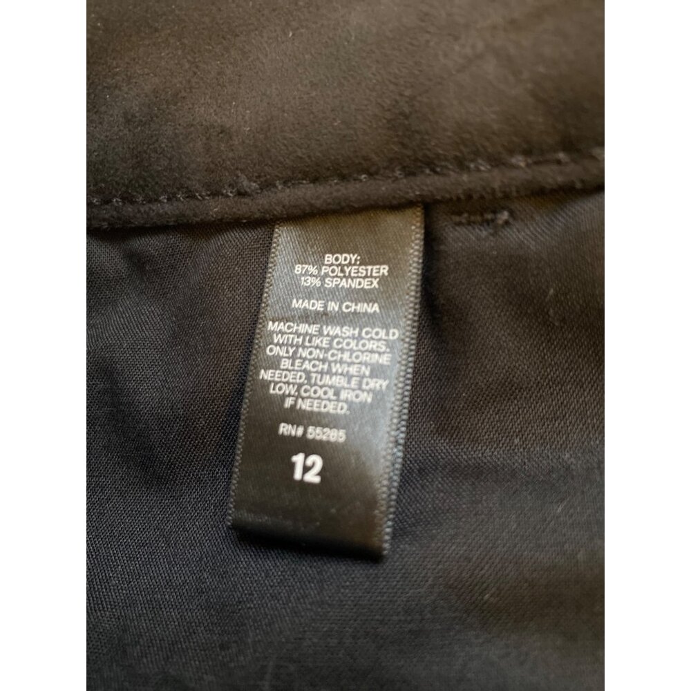 Black Button-Front Faux Suede Mini Skirt By Express Jeans Size 12 With Pockets - Picture 6 of 6